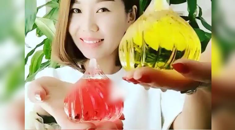 ice eating challenge, china women ice eating challenge