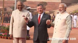 king abdullah photos, jordan king images, abdullah 2 india visit pics, king abdullah modi meet images, jordan kind prez kovind images, rashtrapati bhavan, ceremonial welcome, guard of honour, indian express