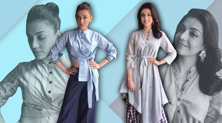 Kajal Aggarwal, Kajal Aggarwal latest photos, Kajal Aggarwal fashon,Kajal Aggarwal deconstructed shirts, Kajal Aggarwal MLA, Kajal Aggarwal contemporary fashion, indian express, indian express news