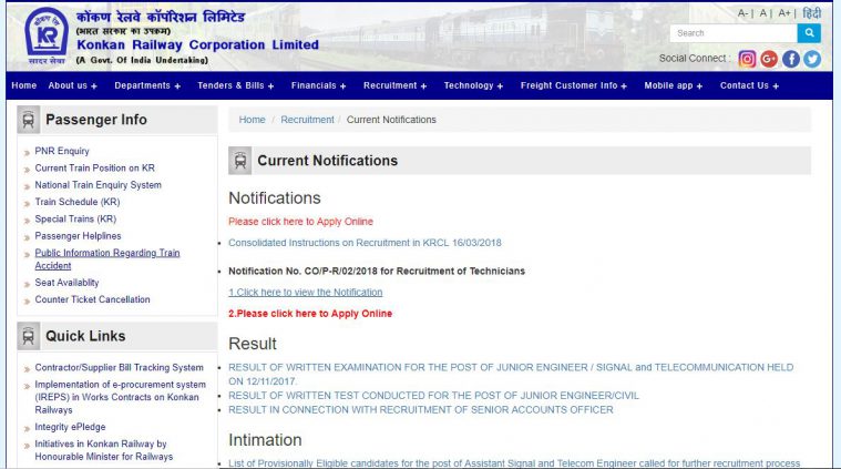 railway recruitment, konkanrailway.com, indian railway recruitment, konkan railway recruitment
