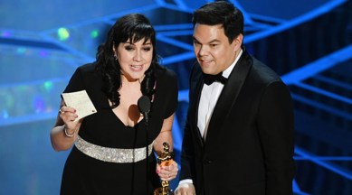 Kristen Anderson-Lopez and Robert Lopez at oscars 2018