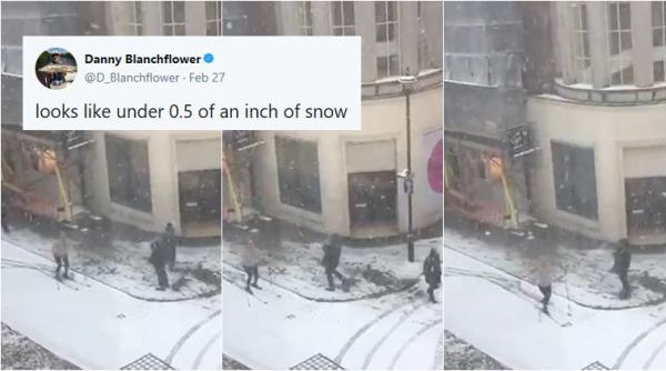 snowfall, funny snowfall videos, london snow, uk snow, uk snowfall, london street skiing, winter olympics, viral videos, indian express
