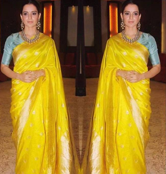 Kangana Ranaut mesmerizes all with her ethereal beauty in a blue saree -  Pics