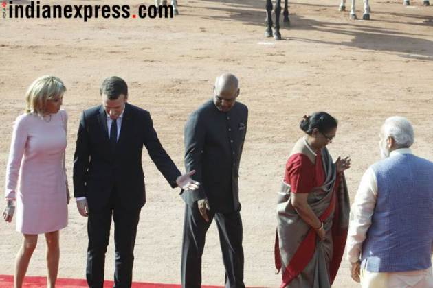 Macron in India, French President, Macron ceremonial reception, Macron Modi, Narendra Modi, India France ties, Indian Express