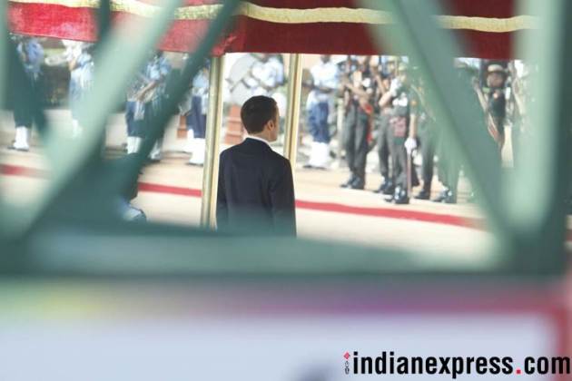 Macron in India, French President, Macron ceremonial reception, Macron Modi, Narendra Modi, India France ties, Indian Express
