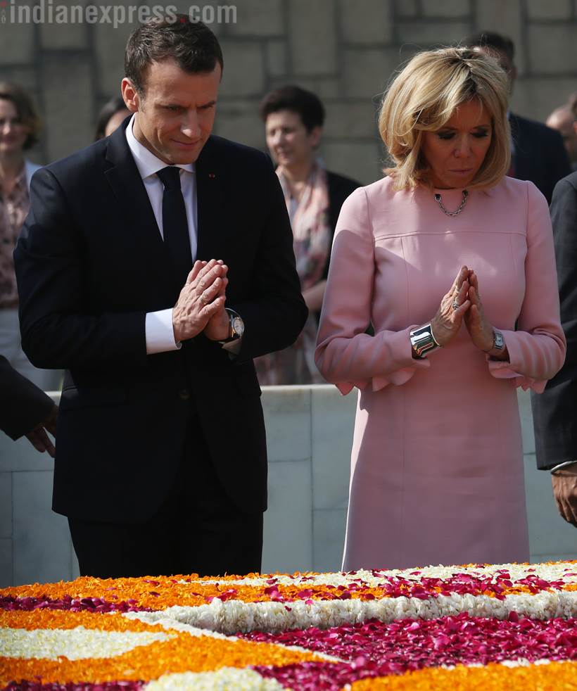 Macron in India, French President, Macron in India photos, French President images, Macron ceremonial reception, Macron Modi photos, Narendra Modi, India France ties, Indian Express