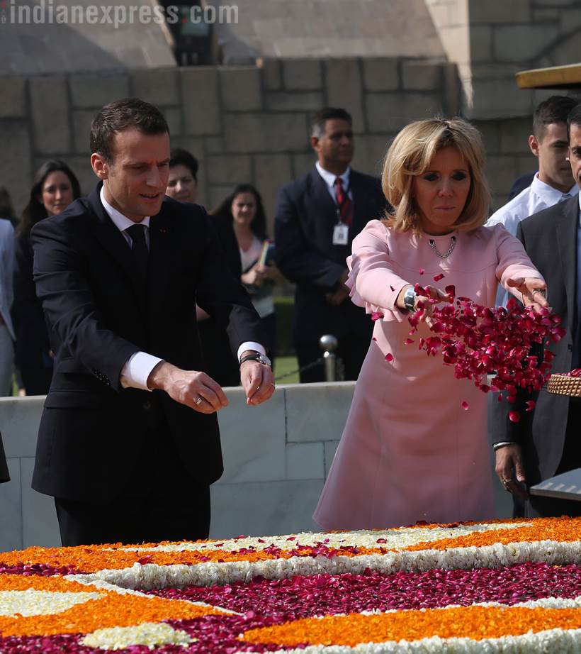 Macron in India, French President, Macron in India photos, French President images, Macron ceremonial reception, Macron Modi photos, Narendra Modi, India France ties, Indian Express