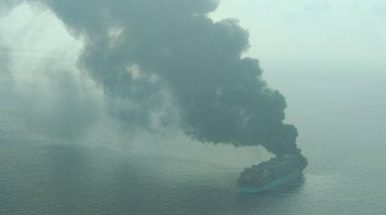 Ship catches fire, Maersk Honam, Container vessel fire, Lakshadweep ship fire, Maersk Honam, Maersk Line fire, Ship with Indians fire, Indian Express