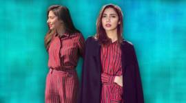 Mahira Khan, Mahira Khan latest photos, Mahira Khan fashion, Mahira Khan Dhruv Kapoor, Mahira Khan striped pantsuit, Mahira Khan formal style, Mahira Khan serials, indian express, indian express news