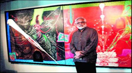 Manu Parekh, Manu Parekh paintings, Manu Parekh exhibition, Manu Parekh 60 Years of Selected Works, 60 Years of Selected Works Mumbai exhibition, indian express, indian express news