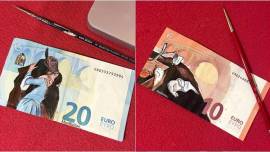 Mari Roldan, Mari Roldan instagram, Mari Roldan artist, Artist Mari Roldan recreates famous paintings using money, paintings on currency notes