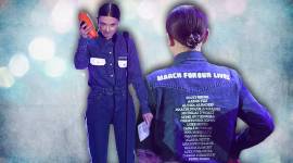 Millie Bobby Brown, Millie Bobby Brown latest photos, Millie Bobby Brown fashion, Millie Bobby Brown March of our Lives, Millie Bobby Brown Kids' Choice Awards, Millie Bobby Brown Parkland gun violence victims, Millie Bobby Brown denim attire, indian express, indian express news