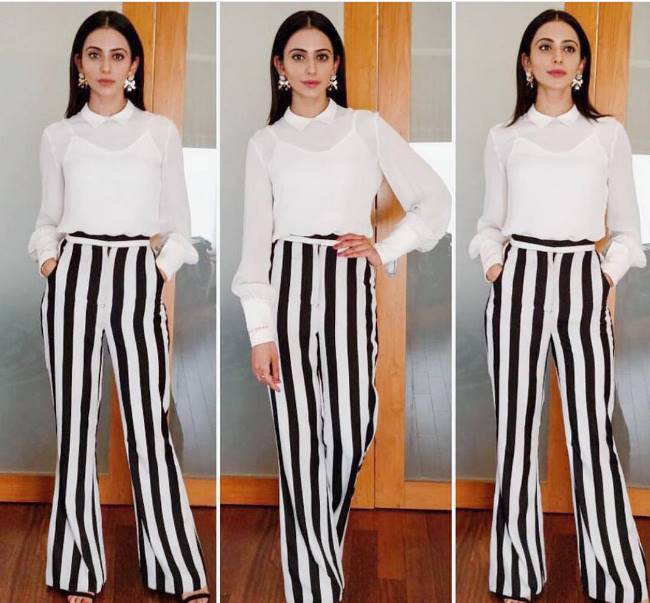 monochrome stripes, different ways to wear monochrome stripes, Kangana Ranaut monochrome stripes, Anushka Sharma monochrome stripes, Genelia Deshmukh monochrome stripes, Malaika Arora monochrome stripes, Rakul Preet monochrome stripes, indian express, indian express news
