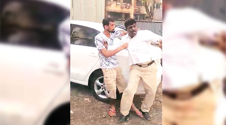 mumbai police, parking row, constable beaten up, tardeo, jaifal wadi, indian express