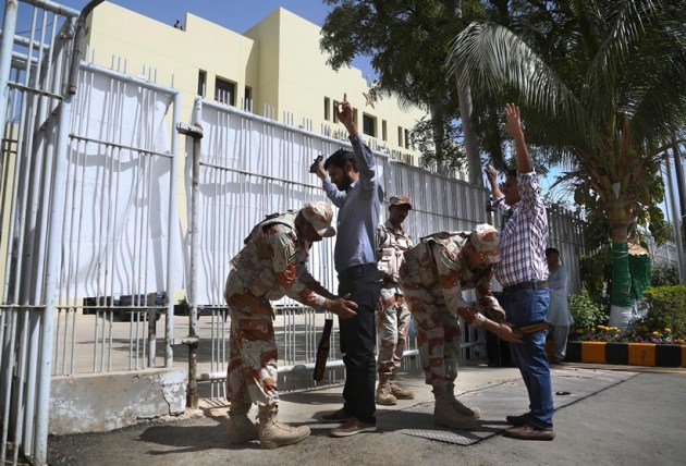 Security forces were stationed outside the stadium.