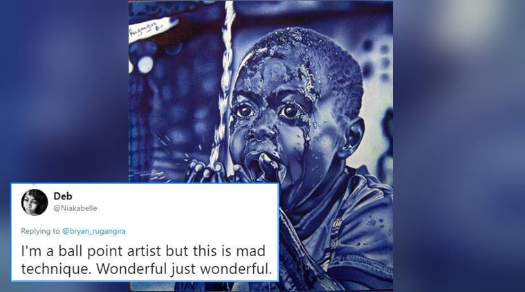 ball pen art, ball pet art pictures, ball pet art by artist, twitter crazy over ball pen painting, ball pen art twitter reaction, indian express, indian express news
