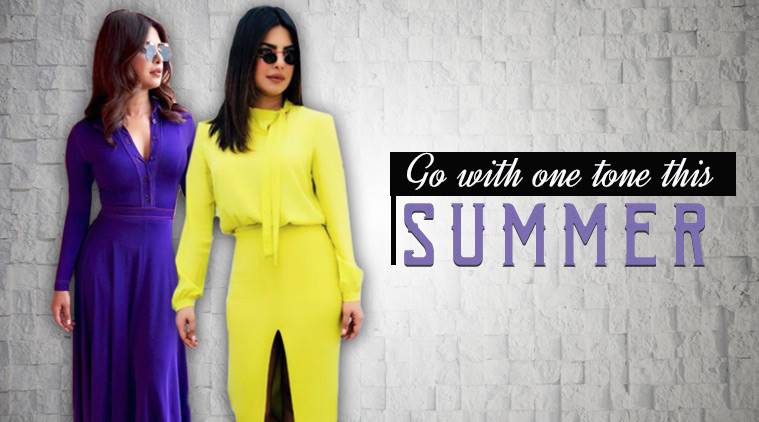 Priyanka Chopra, Priyanka Chopra latest photos, Priyanka Chopra fashion, Priyanka Chopra monotone outfits, Priyanka Chopra pantsuits, Priyanka Chopra dresses, Priyanka Chopra fashion inspirations, indian express, indian express news