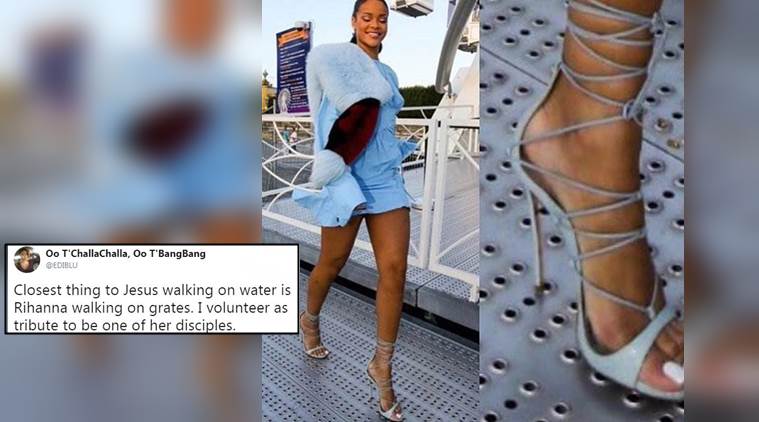 Rihanna can walk on sidewalk-grates wearing heels, Twitterati compare