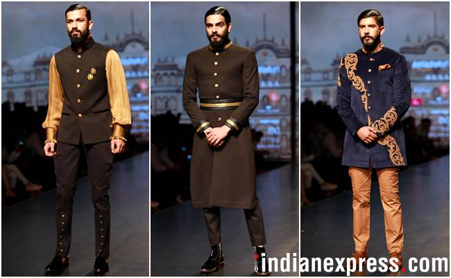Amazon Fashion Week 2018, AIFW 2018, Bipasha Basu, Kartik Aaryan, Rahul Singh, Pallavi Mohan, Rohit Kamra, Kommal and Ratul Sood, Vineet Bahl, Saaj by Ankita, Pawan Sachdeva, Pearl Academy, Amazon Fashion Week Karishma Sondhi, Karishma Sondhi latest designs, Karishma Sondhi Autumn winter collection, indian express, indian express news