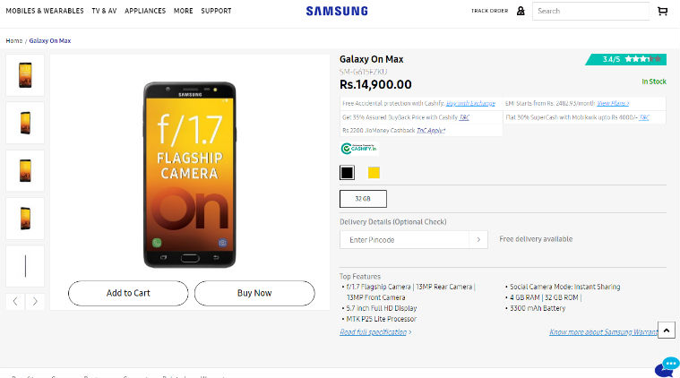Samsung, Samsung Galaxy On Max, Galaxy On Max, Samsung Galaxy On Max discount, Samsung Galaxy On Max offer, Samsung Galaxy On Max price in India, Samsung Galaxy On Max features, Samsung Galaxy On Max review, Samsung Galaxy On Max specifications