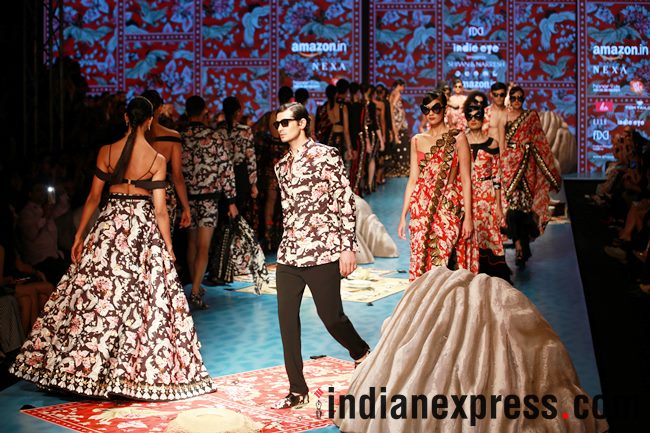 Amazon India Fashion Week AW’18, AIFW 2018, AIFW Day 3, Anju Modi, Shivan and Narresh, Nida Mahmood, Wendell Rodricks, Pinnacle by Shruti Sancheti, Esha Amiin, Gaurav Jai Gupta, celeb fashion, bollywood fashion, indian express, indian express news