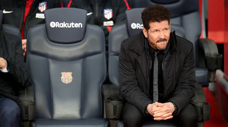 Atletico Madrid manager Diego Simeone against Barcelona