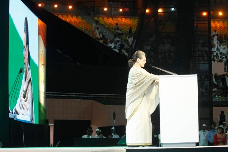 Sonia Gandhi, Congress, Congress plenary session, Indian national Congress, Sonia Gandhi quotes, Rahul gandhi, UPA, Narendra Modi, Sonia Gandhi on PM Modi, BJP, BJP attack, Congress Plenary Session, 2019 lok sabha elections, indian express news