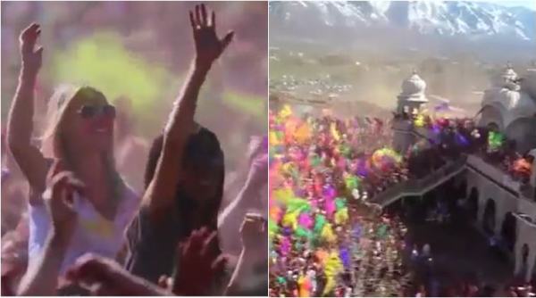 holi, holi videos, holi celebrations, utah holi celebration, iskcon holi, us holi celebration, americas biggest holi celebration, utah iskcon holi video, viral videos, indian express, viral news, trending news