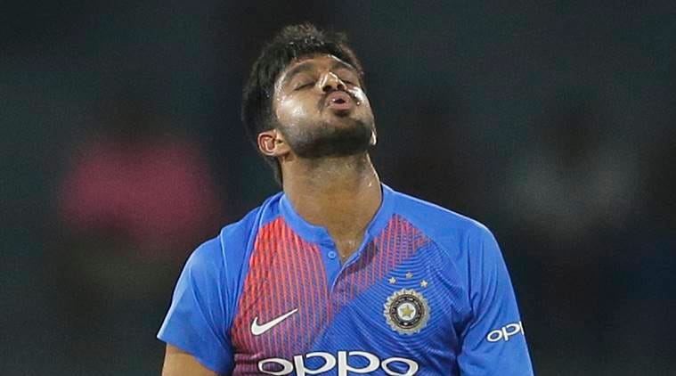 Vijay Shankar against Bangladesh in the Nidahas Trophy