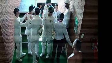CCTV footage of David Warner and Quinton de Kock in a heated exchange