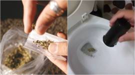 dad finds weed in school bag, dad throws weed in toilet, viral video, indian express, trending news