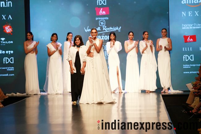 Amazon India Fashion Week AW’18, AIFW 2018, AIFW Day 3, Anju Modi, Shivan and Narresh, Nida Mahmood, Wendell Rodricks, Pinnacle by Shruti Sancheti, Esha Amiin, Gaurav Jai Gupta, celeb fashion, bollywood fashion, indian express, indian express news