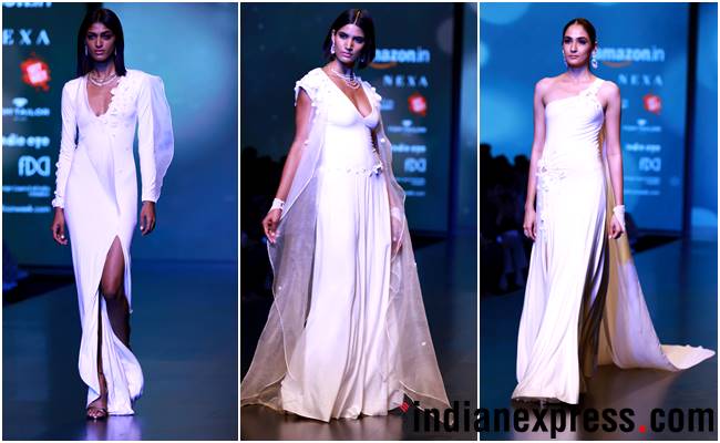 Amazon India Fashion Week AW’18, AIFW 2018, AIFW Day 3, Anju Modi, Shivan and Narresh, Nida Mahmood, Wendell Rodricks, Pinnacle by Shruti Sancheti, Esha Amiin, Gaurav Jai Gupta, celeb fashion, bollywood fashion, indian express, indian express news