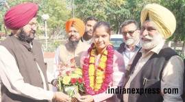 navjot kaur, female wrestler, asian wrestling championship, punjab woman wrestler, punjab govt, indian express