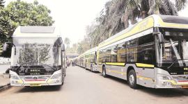 hybrid buses, mumbai hybrid buses, mmrda, bus fare rise, bus fare news, mumbai news, mumbai transport news, indian express