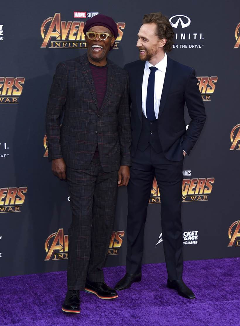 Samuel L. Jackson, Tom Hiddleston avengers infinity war loki
