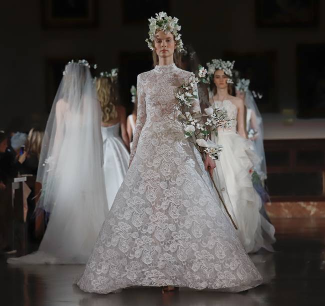 Bridal Fashion Week, Bridal Fashion Week Amsale, Bridal Fashion Week Romona Keveza, bridal dresses, wedding dress designs, Bridal Fashion Week Reem Acra, indian express, indian express news