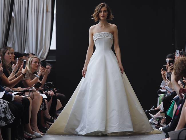 Bridal Fashion Week, Bridal Fashion Week Amsale, Bridal Fashion Week Romona Keveza, bridal dresses, wedding dress designs, Bridal Fashion Week Reem Acra, indian express, indian express news