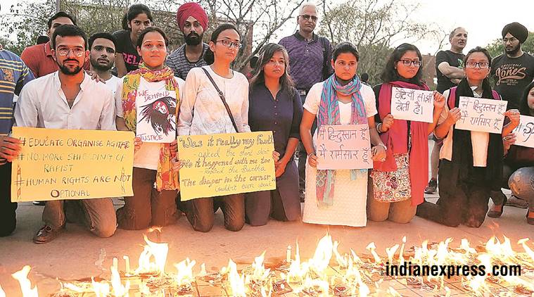 kathua, unnao, rape protest, chandigarh, chandigarh rape protest, indian express