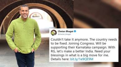 chetan bhagat, aprils fool prank, chetan bhagat congress joining, chetan bhagat april fool prank, april fools joke, viral news, india news, trending news, indian express