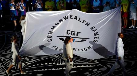 Gold Coast 2018 Commonwealth Games - Opening ceremony - Carrara Stadium - Gold Coast, Australia - April 4, 2018 - CGF flag is carried during the opening ceremony. REUTERS/David Gray
