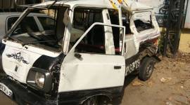 Milk van rams school bus in Delhi's Keshavpuram area