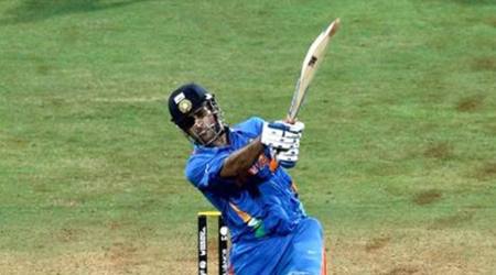 MS Dhoni with the six to win the ICC World Cup in 2011