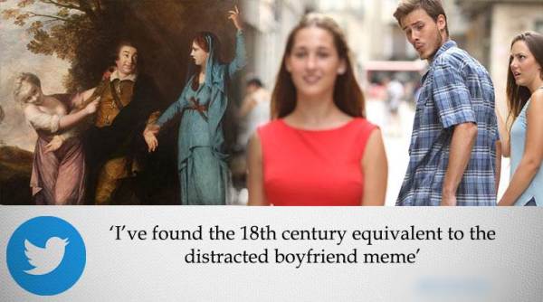 distracted boy meme, boy checking out other girl meme, 18th century painting meme, jospeh reynold painting, funny meme, indian express, indian express news