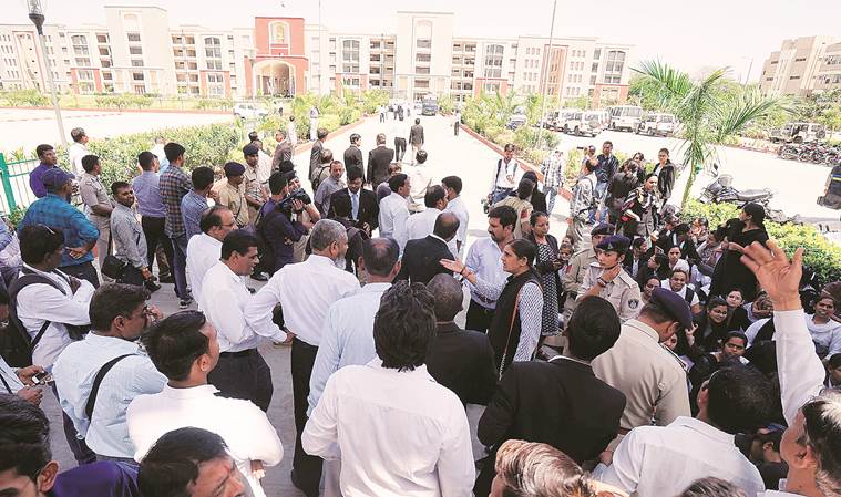 Vadodara: At new court building, protesting lawyers seated on mats ‘miss home’