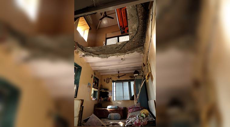 The Jer Mahal Annexe building in Kalbadevi that caved in and collapsed on Saturday. (Express photo by Nirmal Harindran)