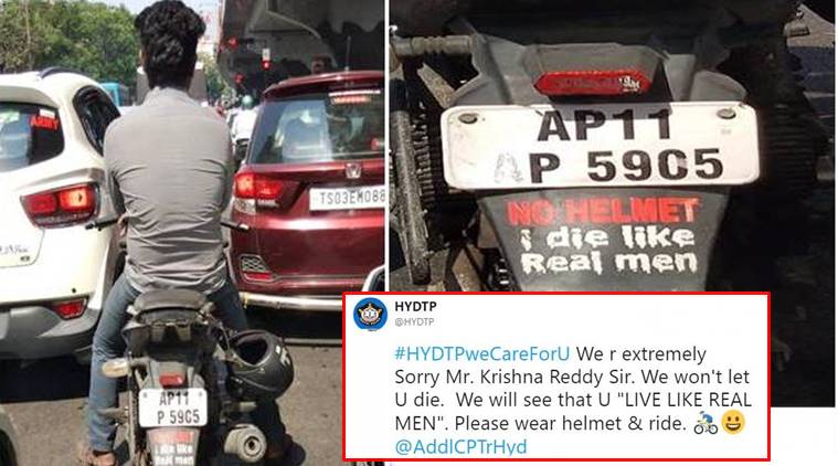 Live Like Real Men Hyderabad Traffic Police Tears Down Man S No