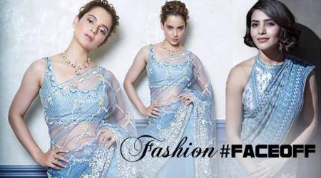 Kangana Ranaut, Kangana Ranaut latest photos, Kangana Ranaut fashion, Kangana Ranaut sari Anita Dongre, Kangana Ranaut chiffon saris, Kangana Ranaut ethnic outfits, Samantha Prabhu, Samantha Prabhu latest photos, Samantha Prabhu fashion, Samantha Prabhu Anita Dongre sari, indian express, indian express news
