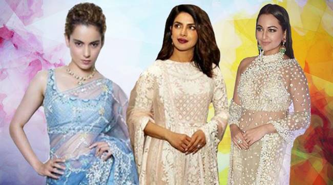 wedding outfits, bollywood wedding outfits, white wedding outfits, blue wedding outifits, Priyanka Chopra, Kangana Ranaut, alia bhatt, manushi chhillar, Sonakshi Sinha, mahira khan, khushi kapoor, malaika arora, karisma kapoor, yami gautam, esha gupta, athiya shetty, sonali bendre, celeb fashion, bollywood fashion, indian express, indian express news