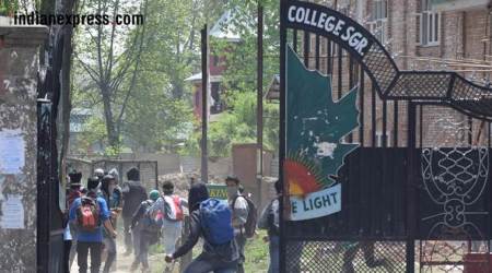 kathua rape protest, kashmir, jk, students injured in clashes, indian express